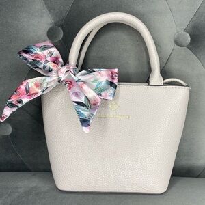 Nanette Lepore Mini Satchel Purse Vegan Leather Floral Scarf Crossbody Strap